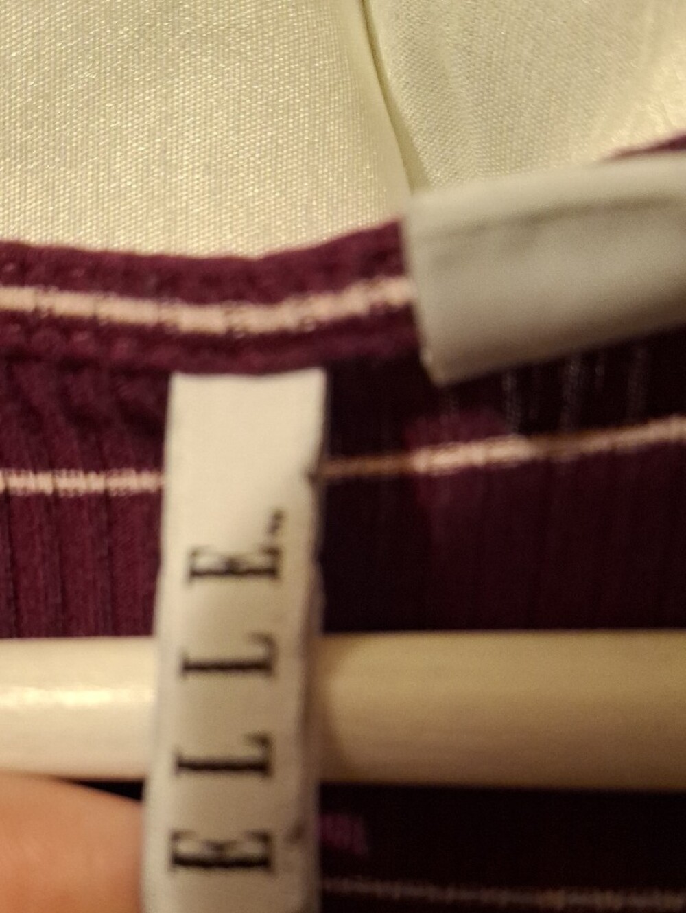 Elle Burgundy and White Striped Square Neck 3/4 Sleeve Top - Picture 2 of 9